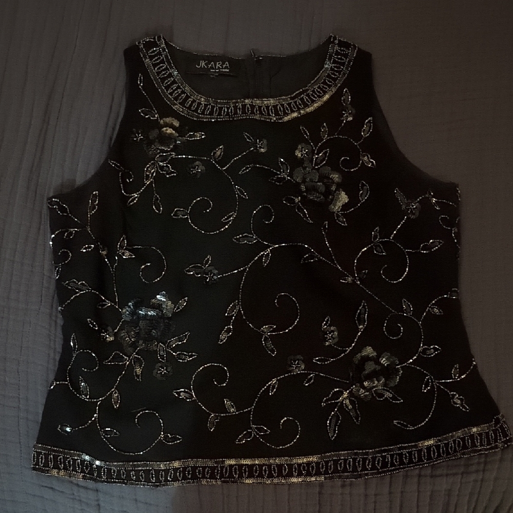 J Kara Beaded & Sequined Top